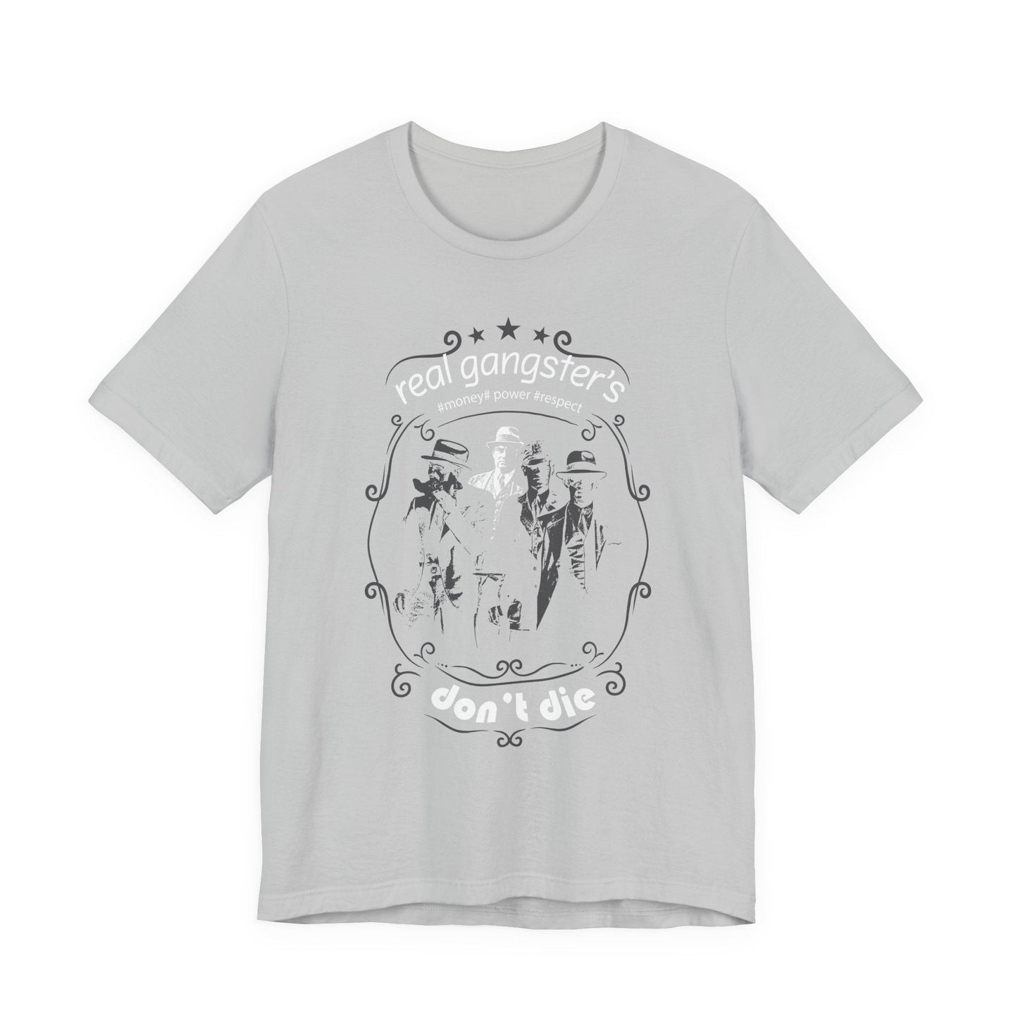 Real Gangsters Don't Die T-Shirt Vintage Outlaw Illustration Retro Biker Tee A-3