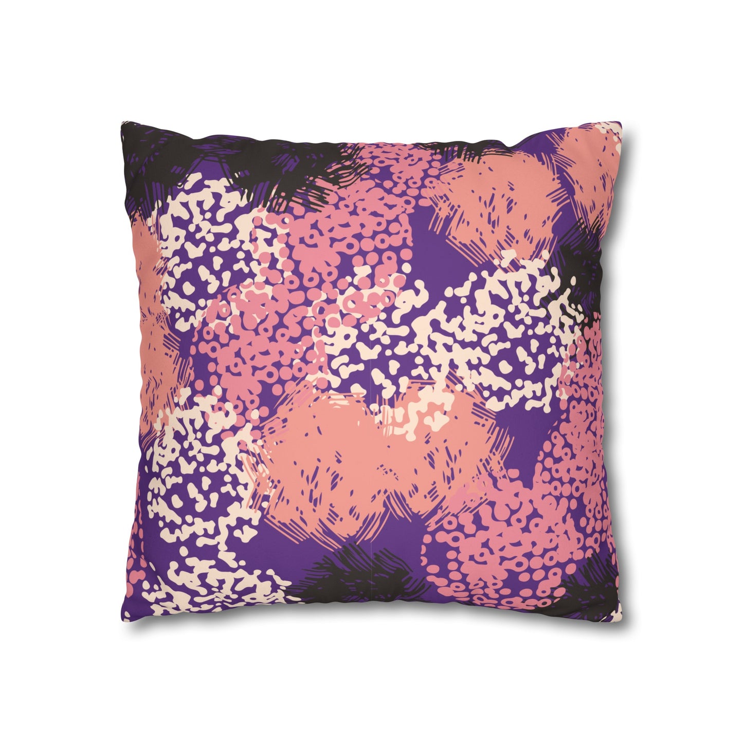 Faux Suede Pillowcase with Abstract print