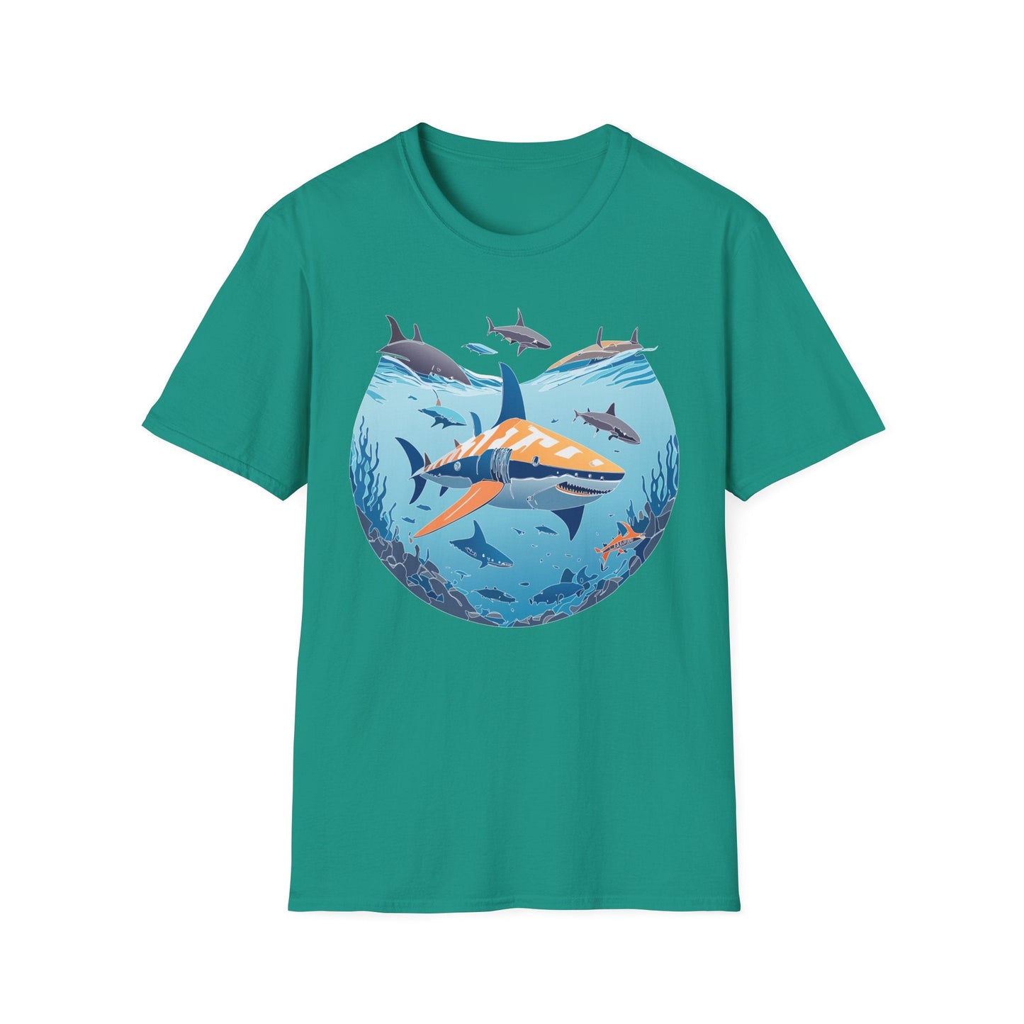 Ocean Tee Shirt Unisex Softstyle Gildan 64000 100 Percent Ring Spun Cotton Breathable U Boat Design