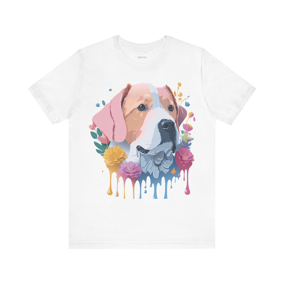 Dog Graphic Unisex Cotton Bella+Canvas Tee with Art Animal Design e116