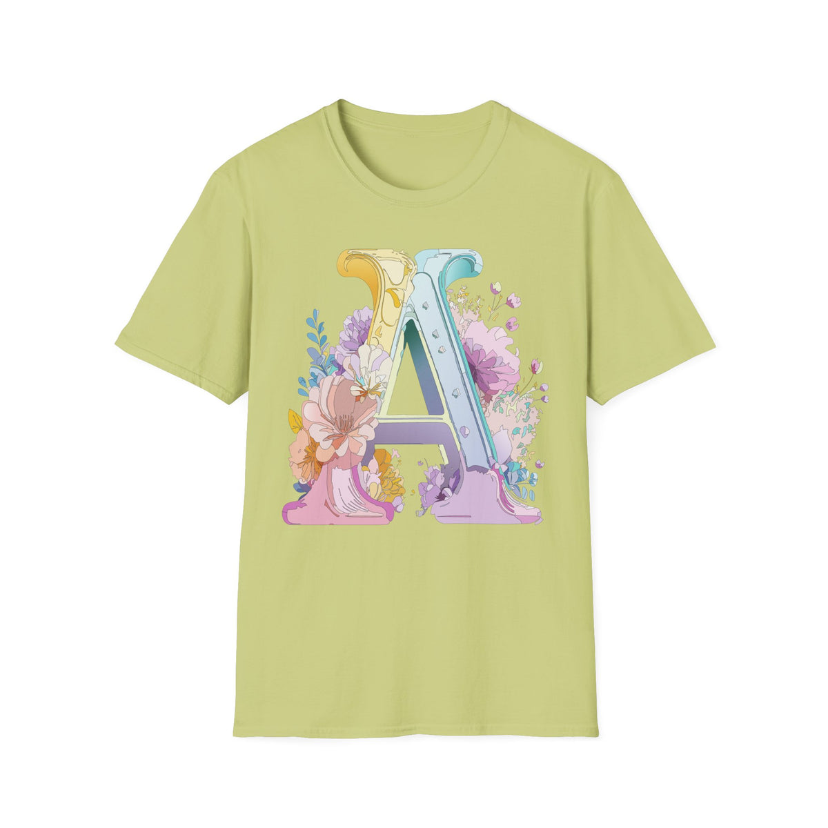 Floral Monogram A T-Shirt | Letter A Initial Tee, Botanical Alphabet Shirt