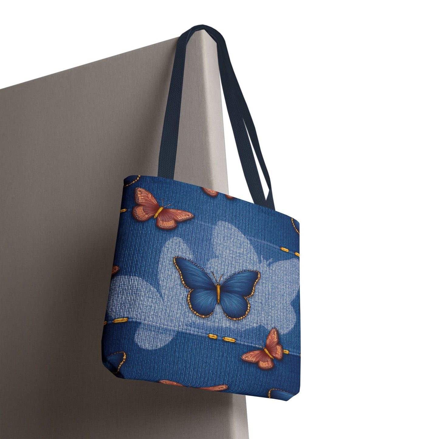 Denim Fabric Imitation Print Unisex Canvas Bag Poly Spun 3 Sizes Tote Bag 176