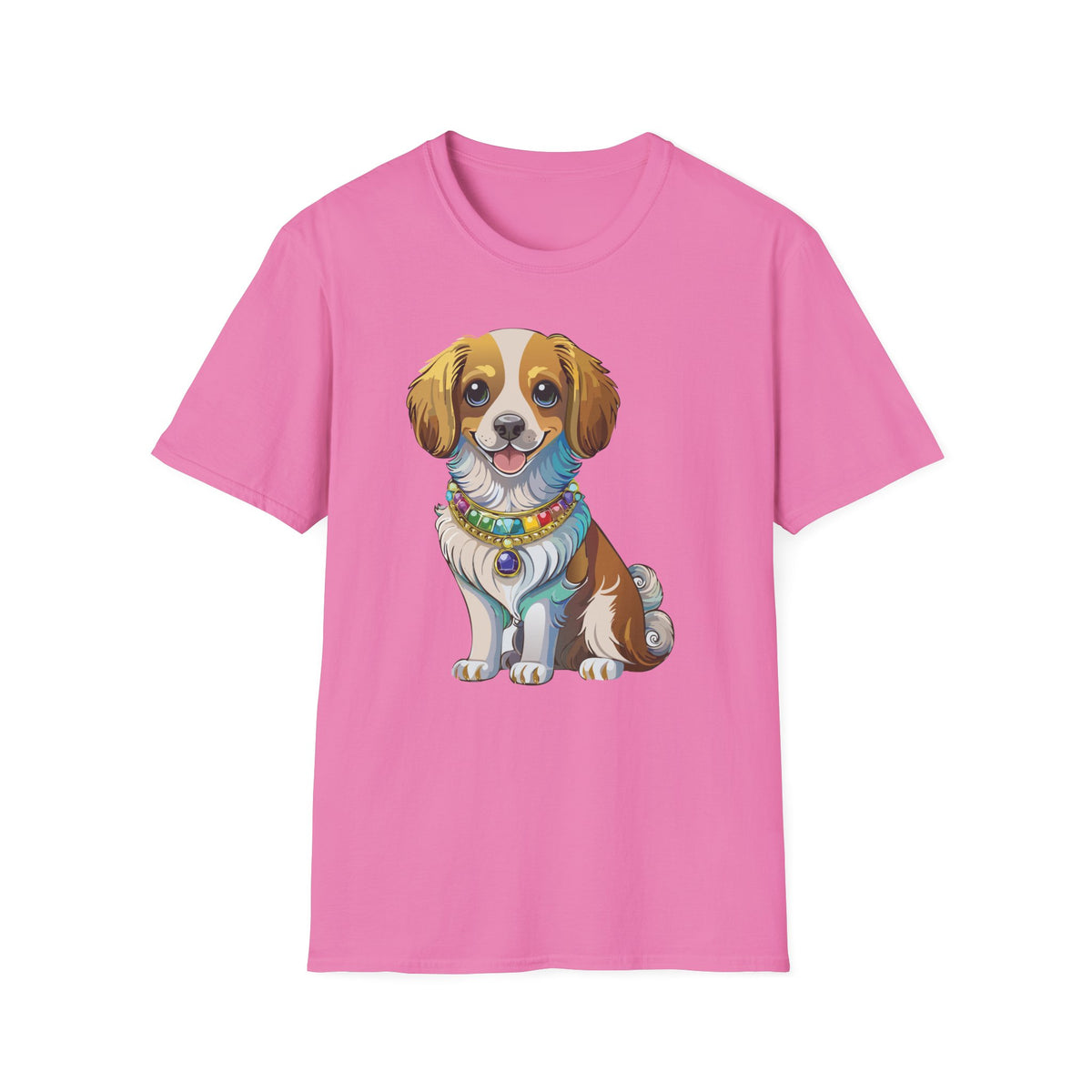 Smiling Brown White Dog Portrait T-Shirt | Cute Puppy Illustration