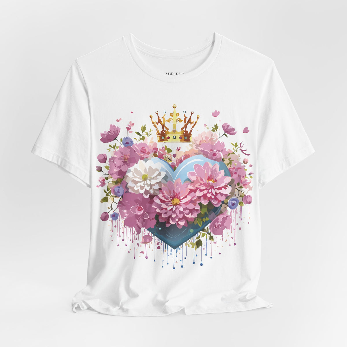 Valentine's Day Graphic Unisex Cotton Bella+Canvas Tee with Floral Art Design d128