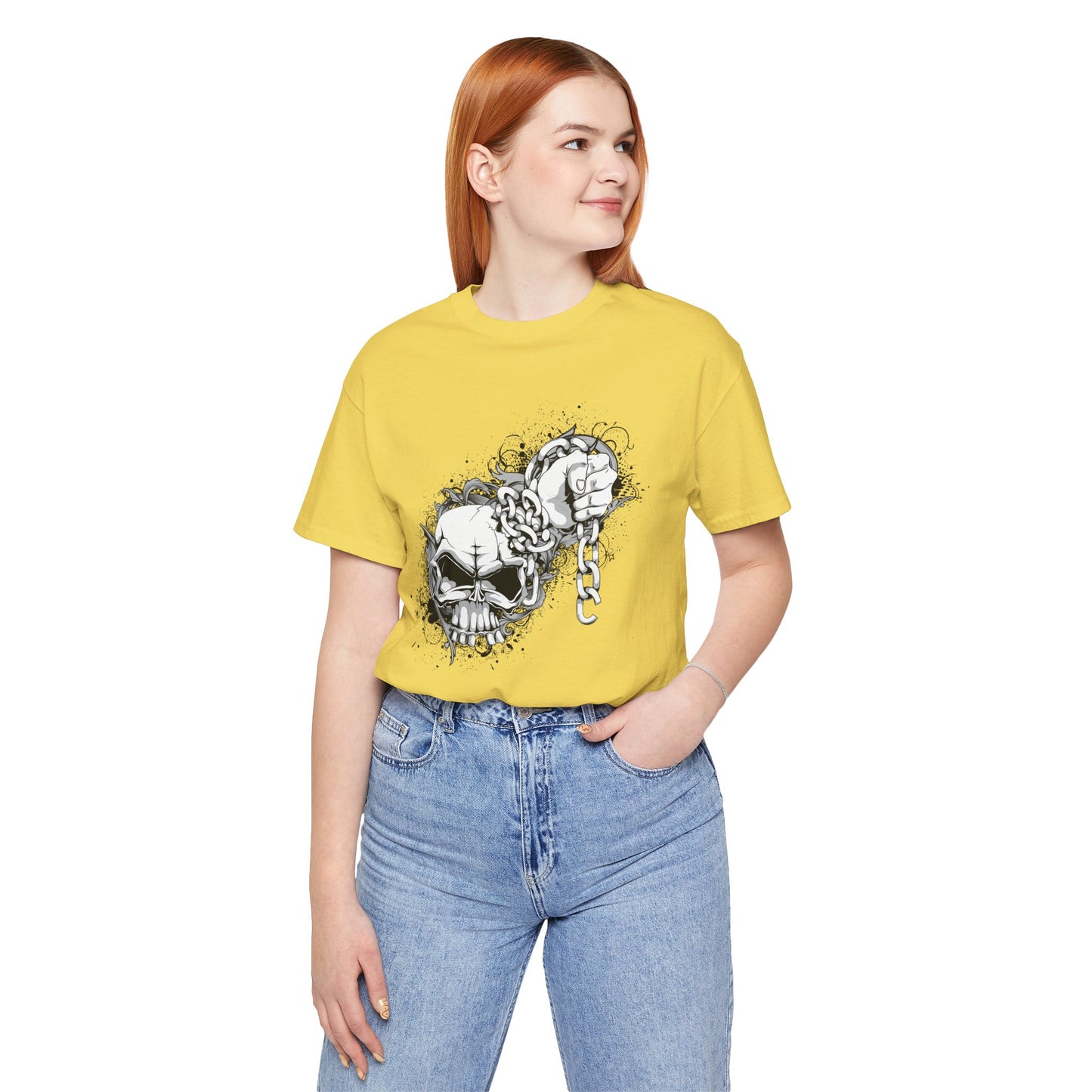 Chain Skull Graphic Design Tee, Skull Shirt, Vintage Tees, Art Design T-Shirt, Vintage Graphic Tee, Art Shirts with Skulls