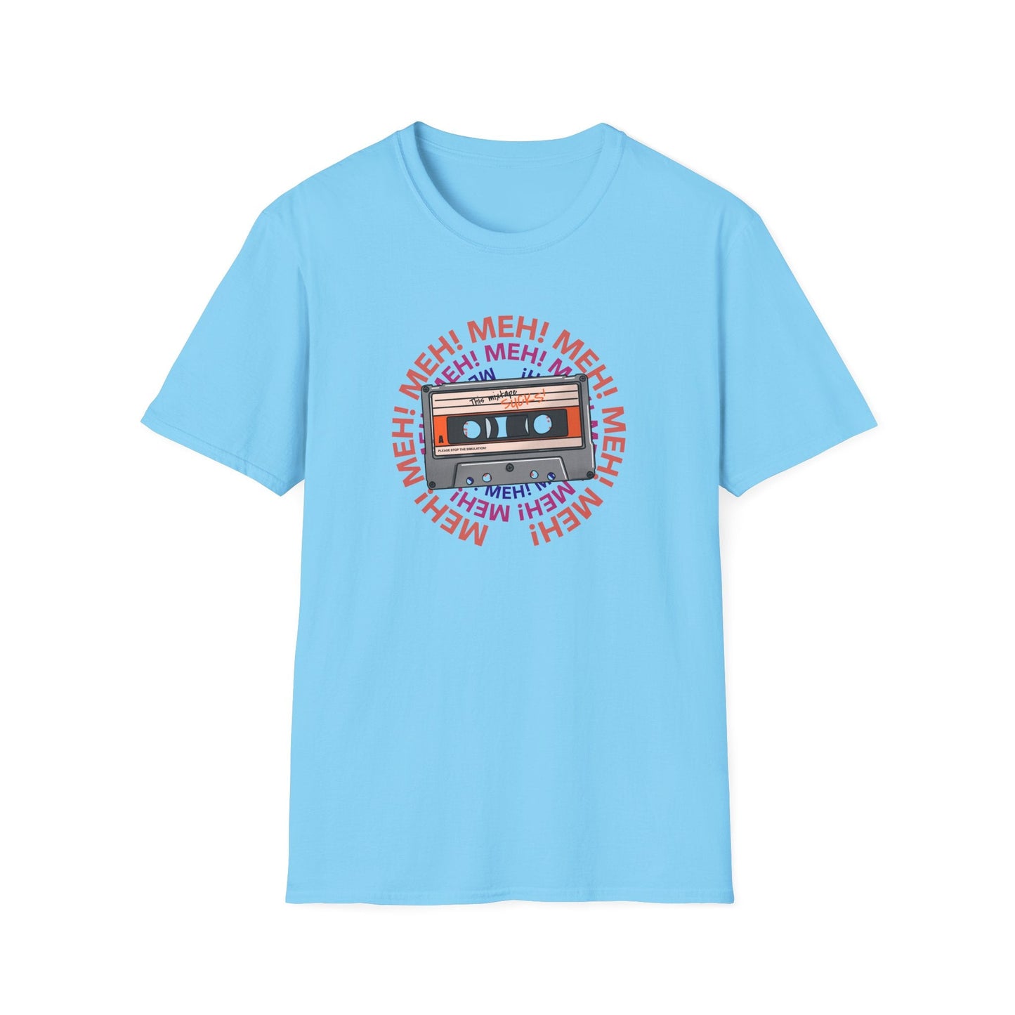 Cassette Tape Meh Graphic T-Shirt Unisex Cotton Retro Funny Music Tee