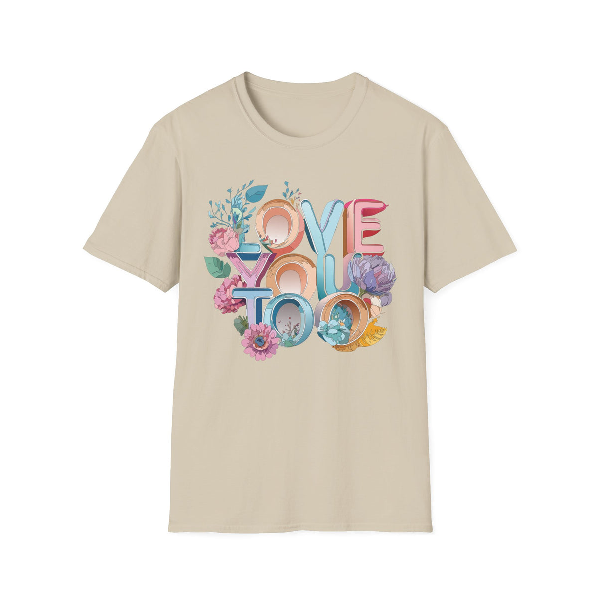 Love You Floral Typography T-Shirt | Pastel Retro Letters