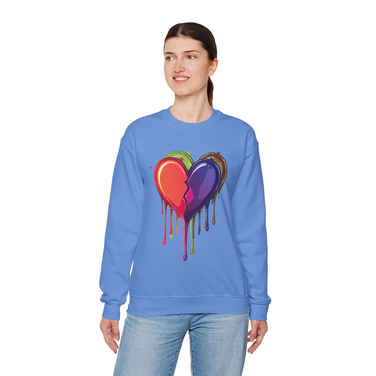 Double Bleeding Heart Sweatshirt, Big Heart Sweatshirt, Love Sweatshirt, Valentine's Day Sweatshirt, Heart Sweatshirt 119