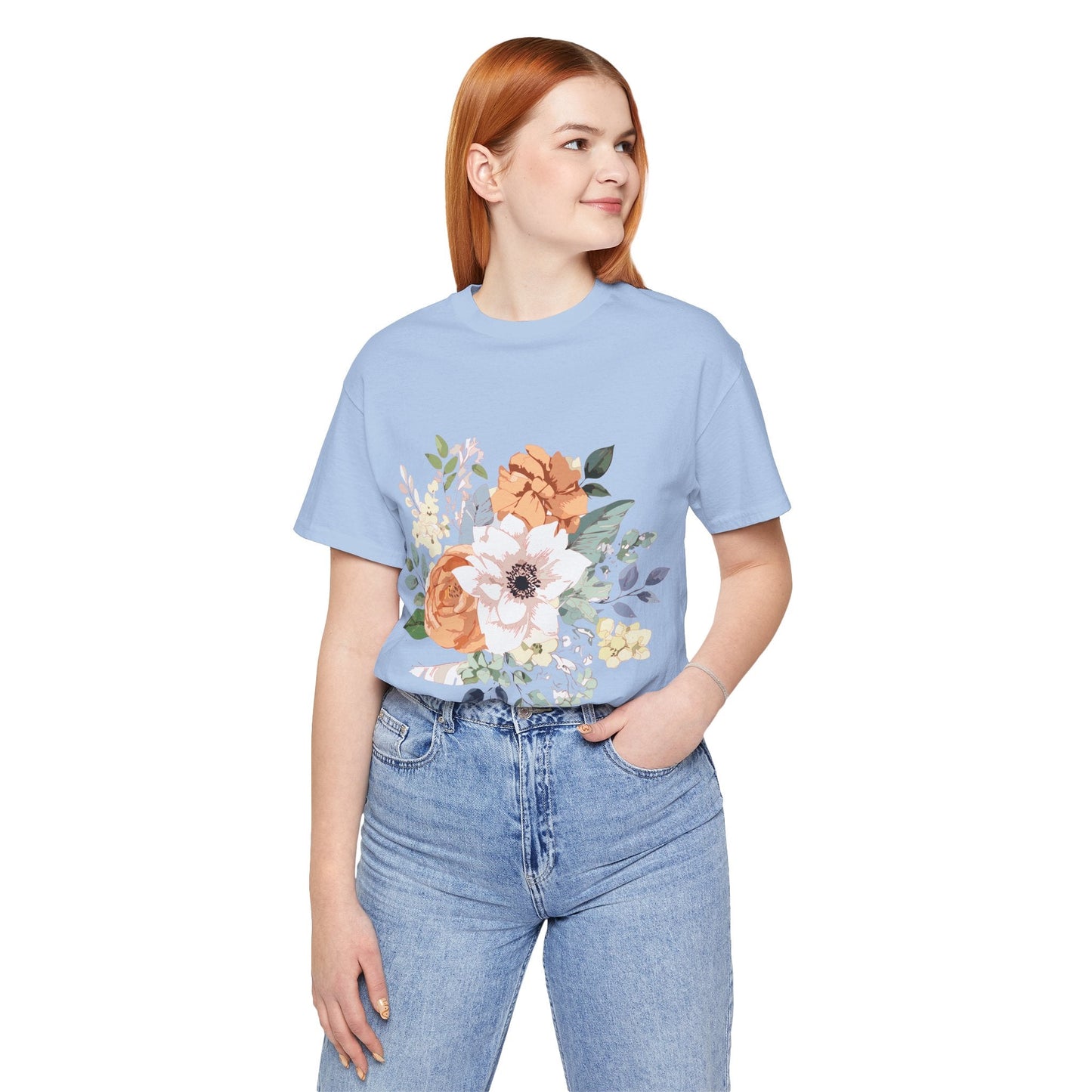 Unisex Floral Shirt Jersey Short Sleeve Tee Lightweight Breathable Flowers Collection Retro2Nova