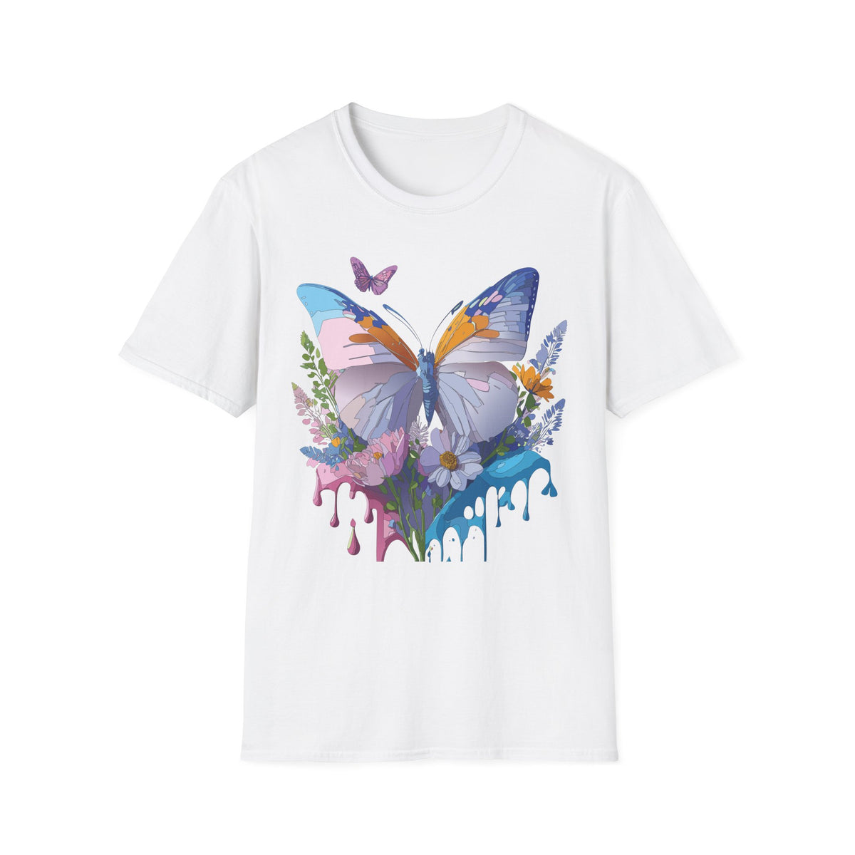 Butterfly Splash T-Shirt — Colorful Floral Drip Graphic Tee Unisex 100 Cotton Gildan T-Shirt