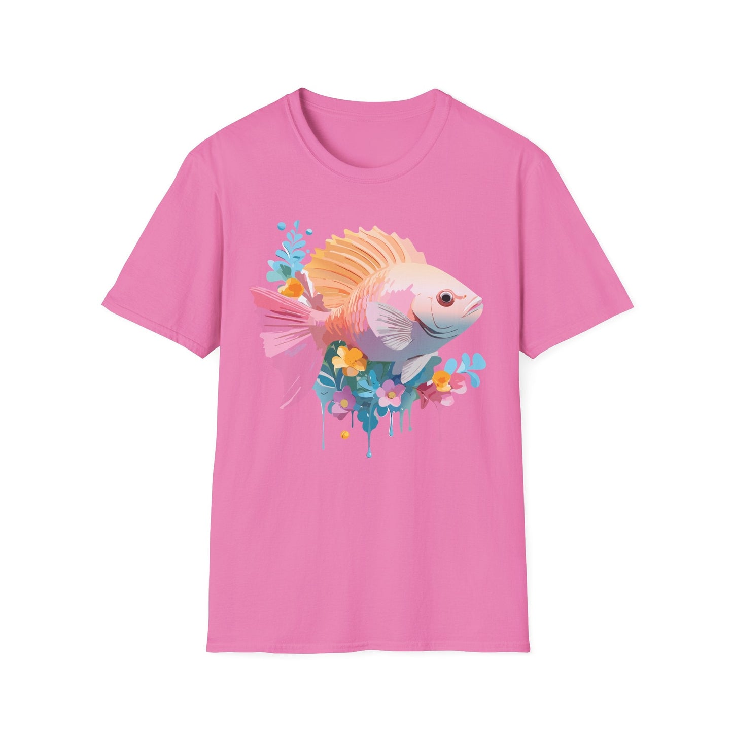 Fish Art Design Graphic Tee Shirt Unisex Softstyle Cotton Short Sleeve Comfort Fit Everyday Wear