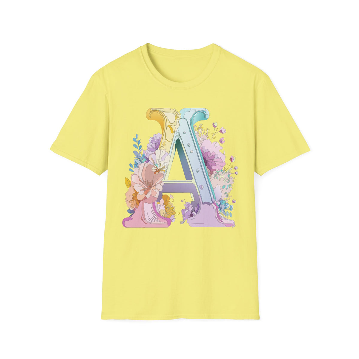 Floral Monogram A T-Shirt | Letter A Initial Tee, Botanical Alphabet Shirt