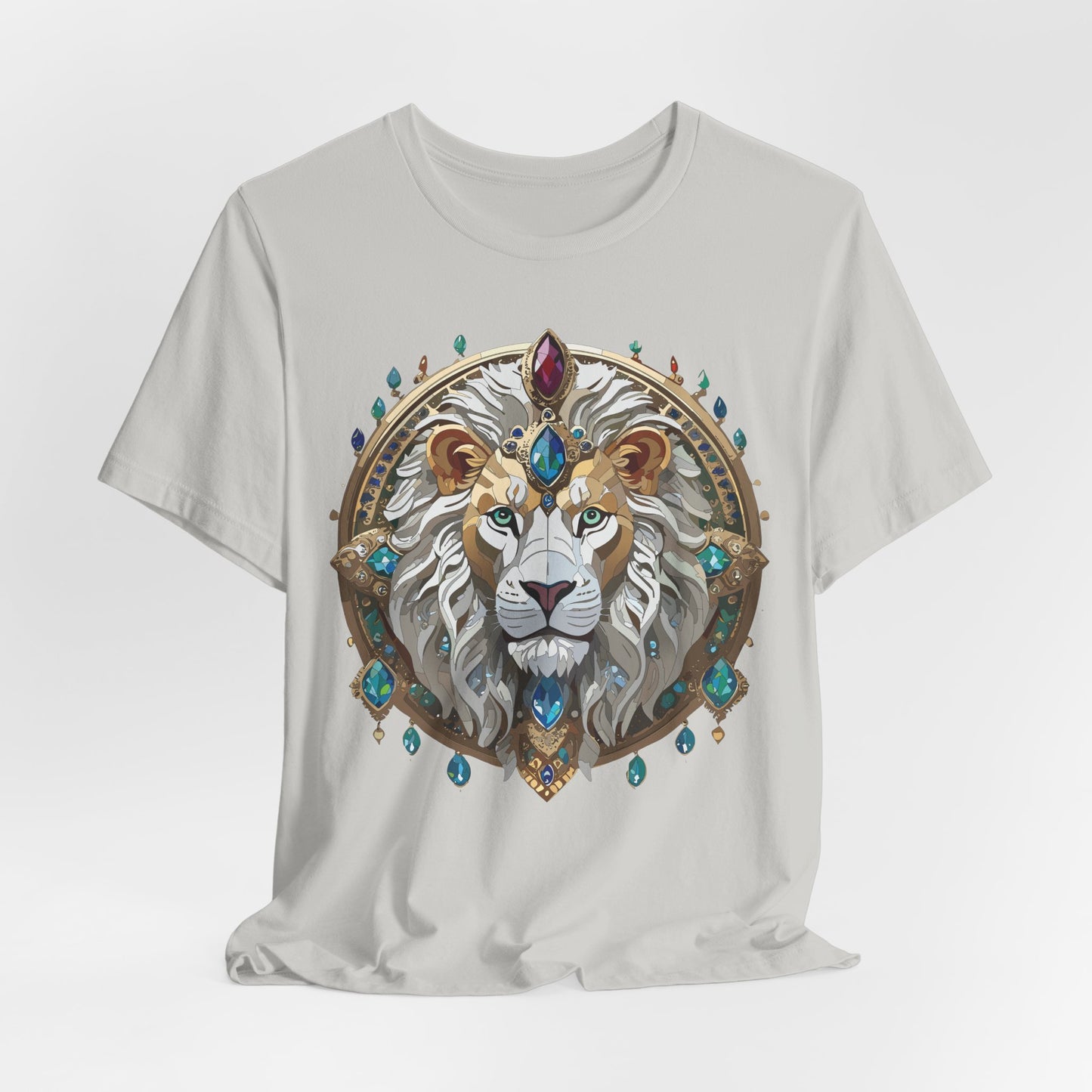 Unisex Lion Graphic Tee, Animal Shirt, Tee Shirt with Lion, Medallion T-Shirt, Animal Medallion Tees