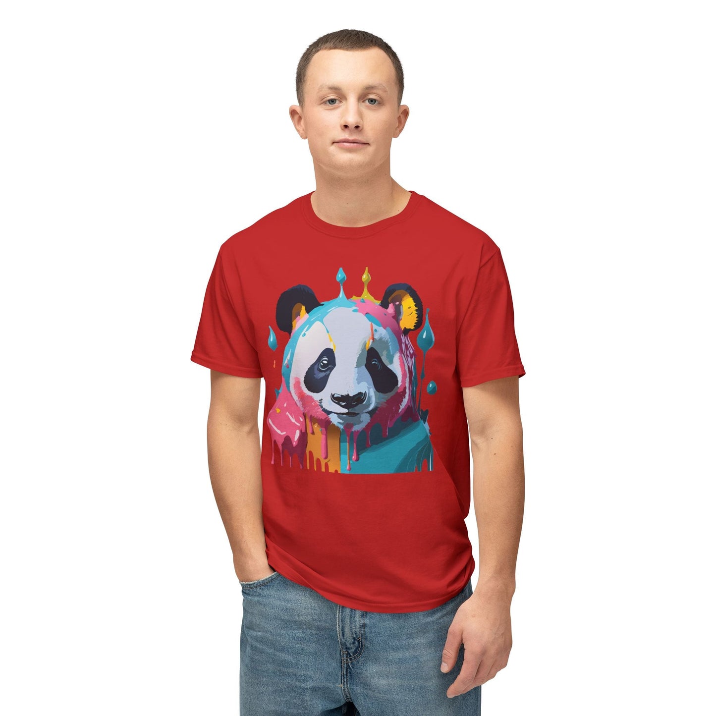 Unisex Panda Art T Shirt With Floral Design Print In HD Cotton 100 Percent USA Made