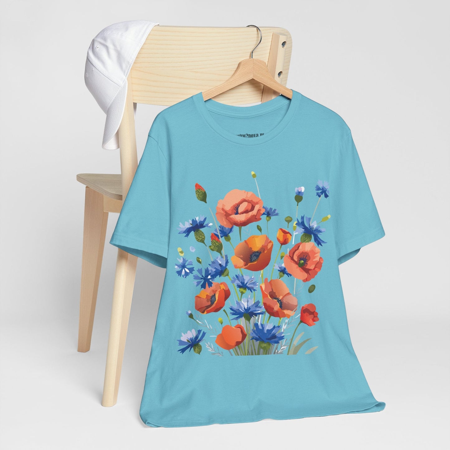 Unisex Floral Shirt Floral Print Tee Lightweight Breathable Fabric Short Sleeve Casual Wear
