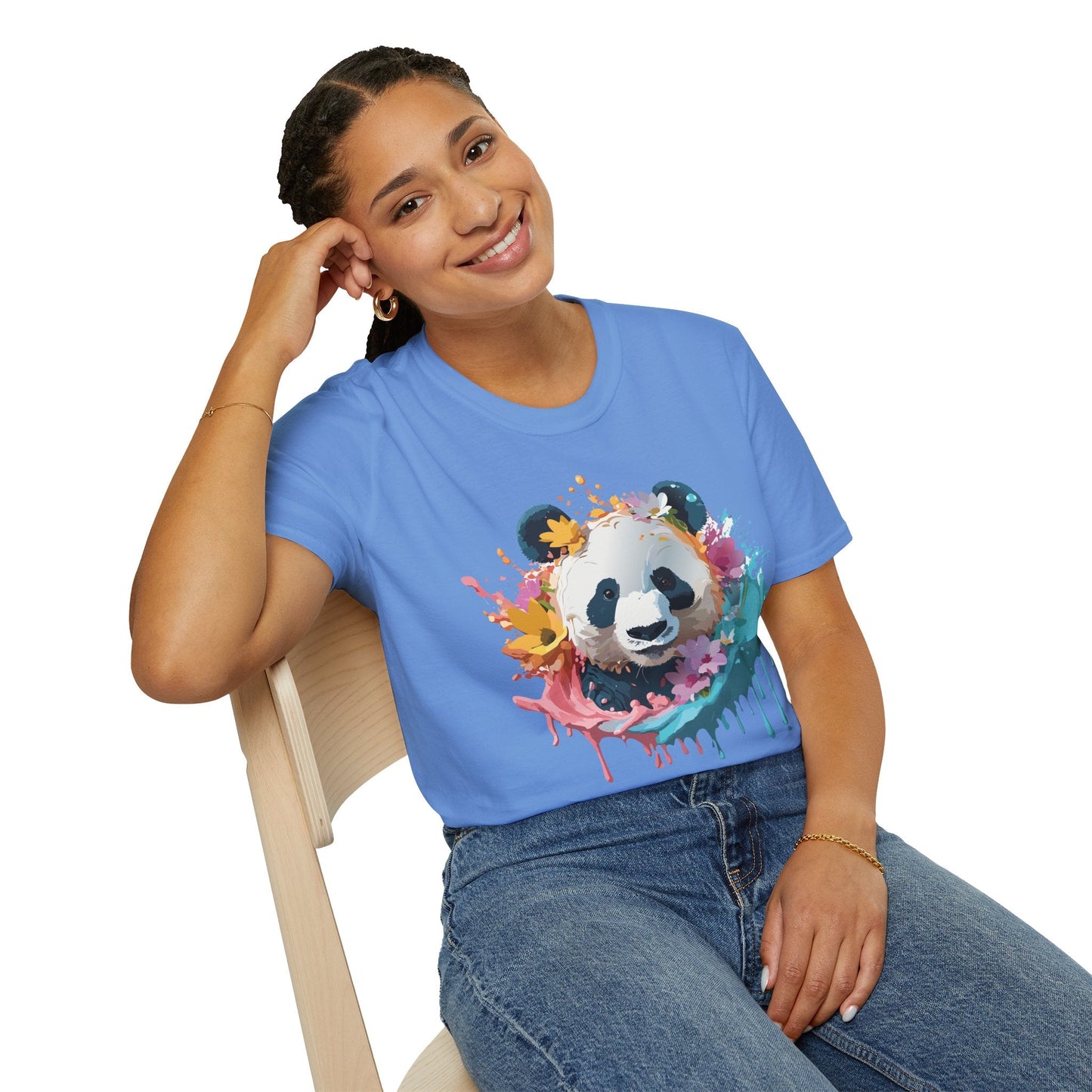 Unisex Panda Shirt Softstyle Tee 100 Percent Ring Spun Cotton Casual Animal Print