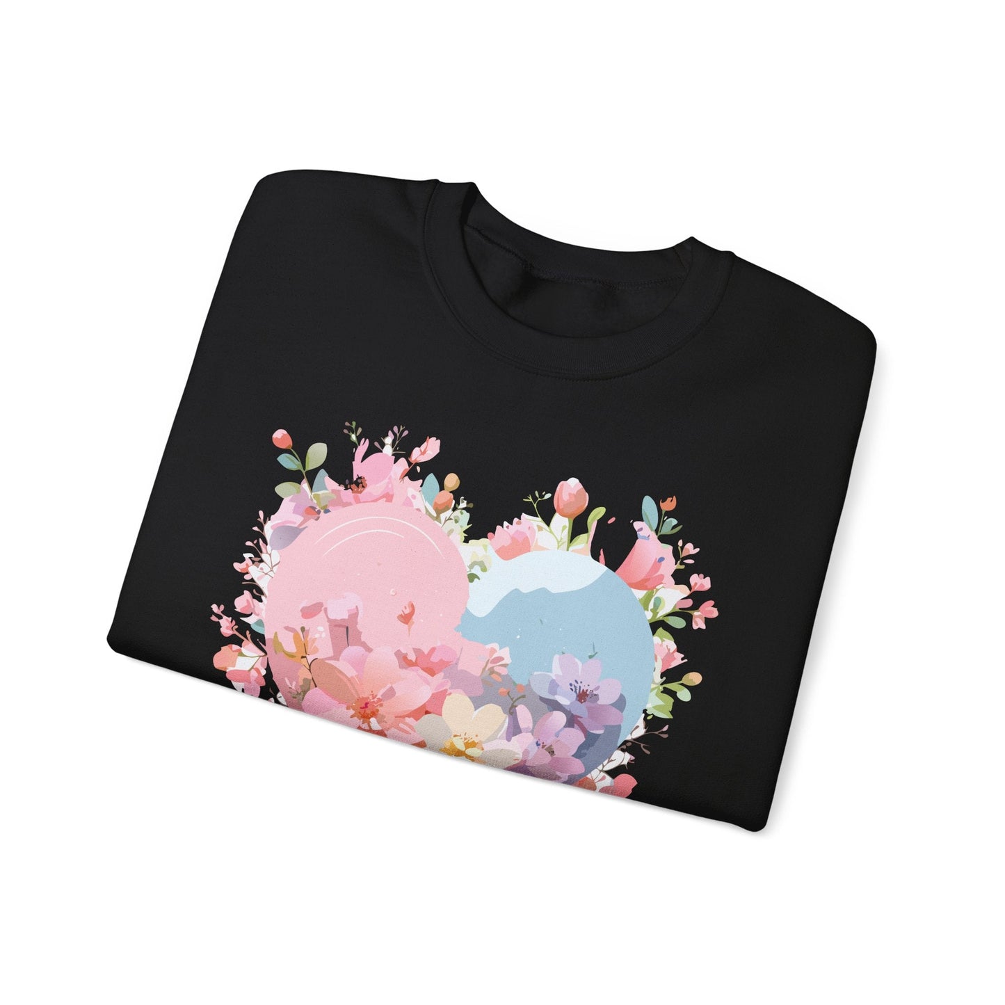 Floral Heart Sweatshirt Unisex Valentine Day Crewneck Gildan 18000 Heavy Blend Winter Wear