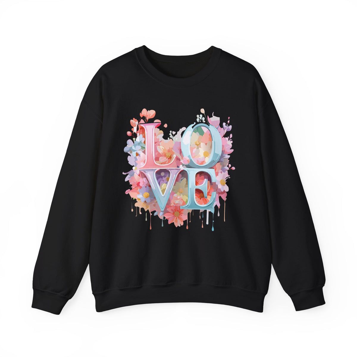 Floral Love Graphic Valentine's Day Sweatshirt Unisex 50/50 Cotton-Poly Sweatshirt w64