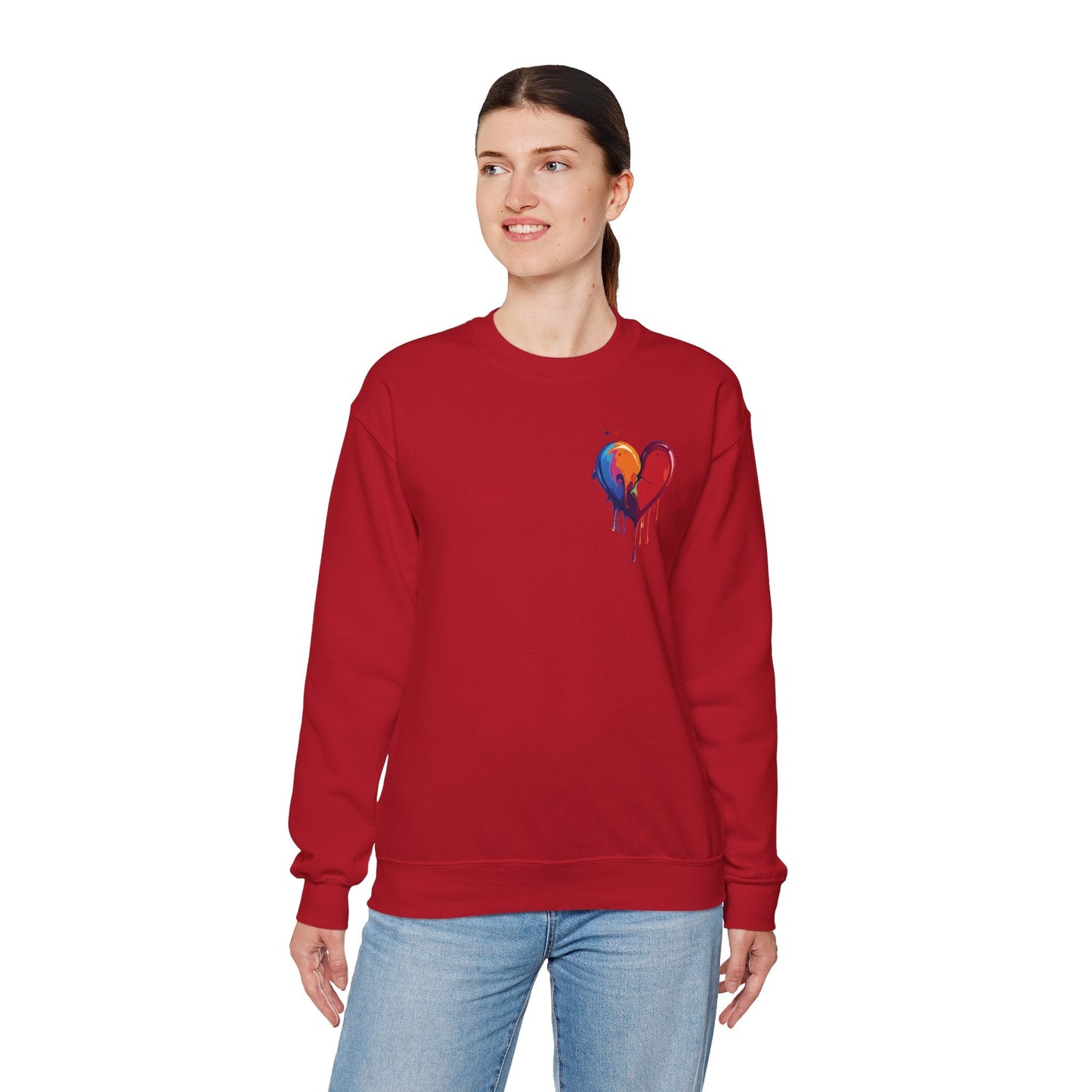 Bleeding Heart Sweatshirt Unisex Crewneck Cotton Polyester Blend Valentines Day Heart Design 117