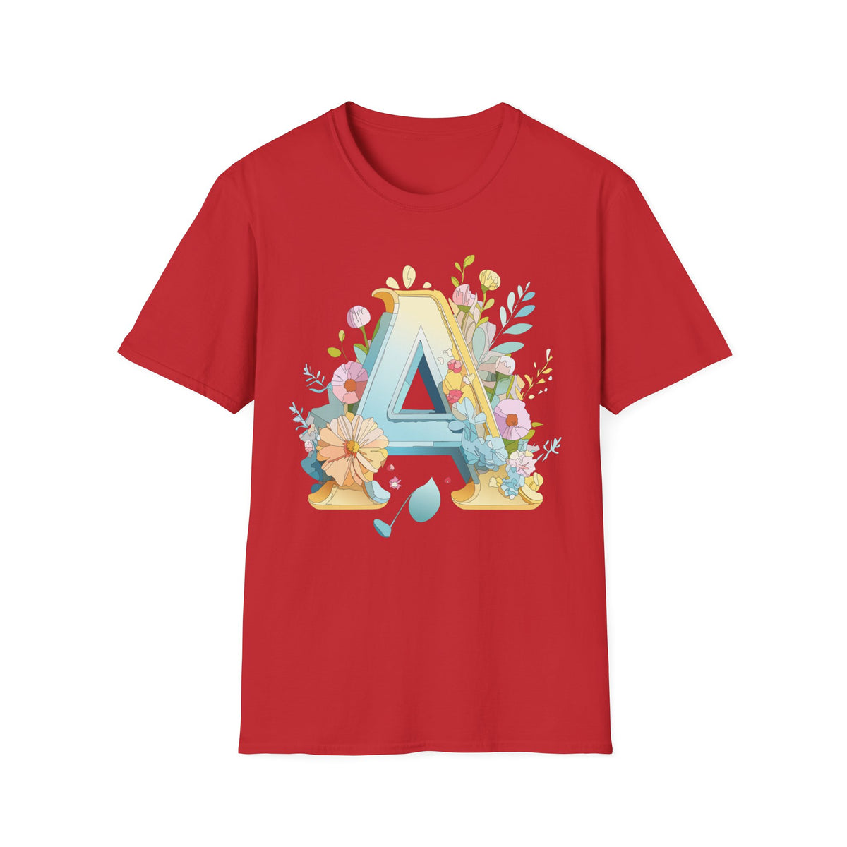 Floral Letter A T-Shirt | Monogram Initial Tee