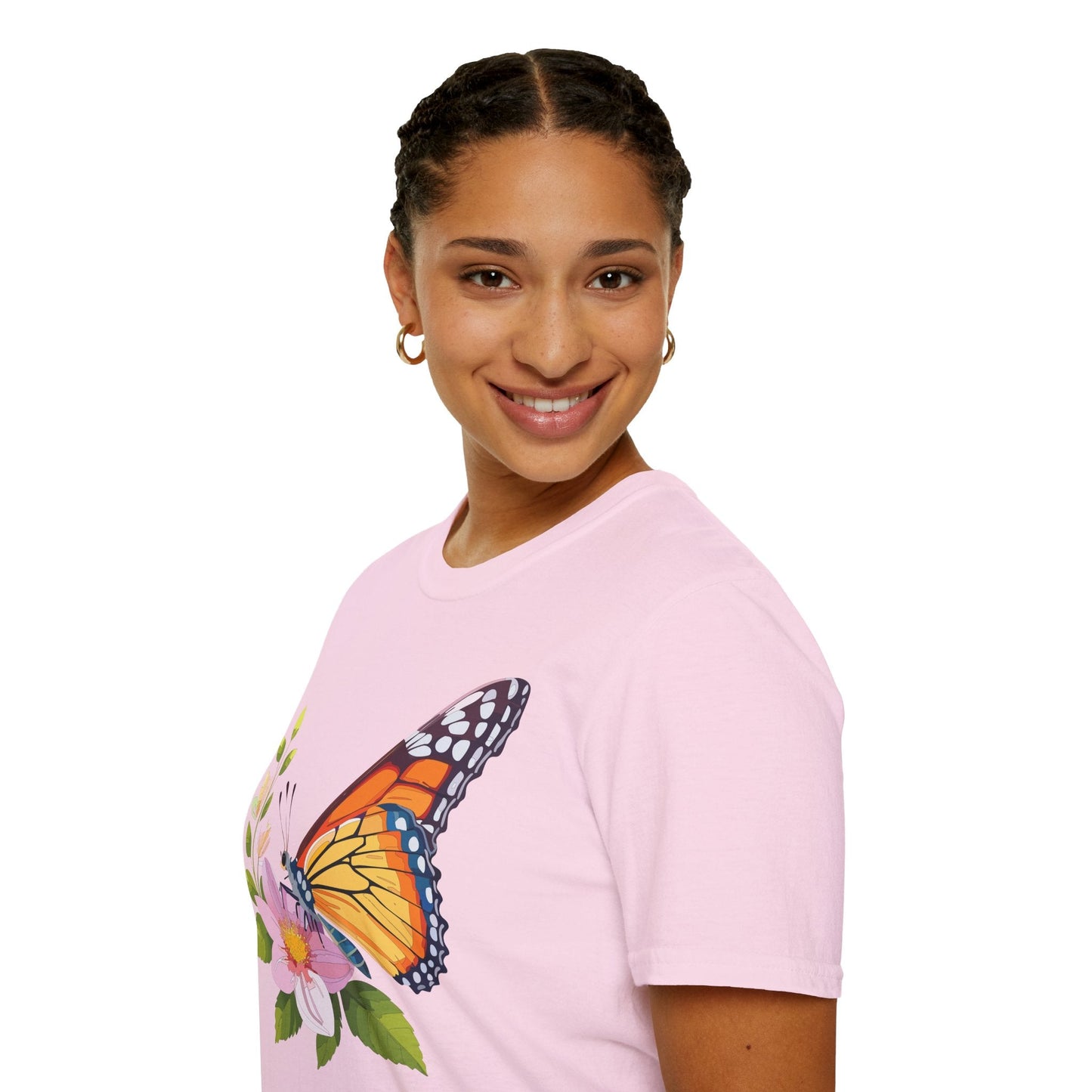 Butterfly T Shirt for Women and Men Monarch Print Softstyle Unisex Gildan 64000 Tee