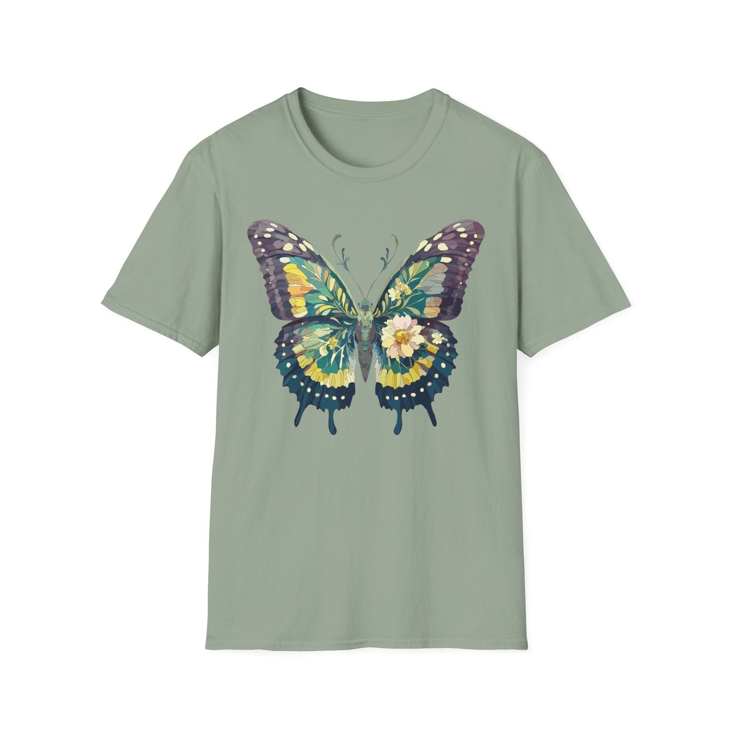 Butterfly Shirt Unisex Monarch Print T Shirt Gildan Softstyle 64000 Lightweight Tee
