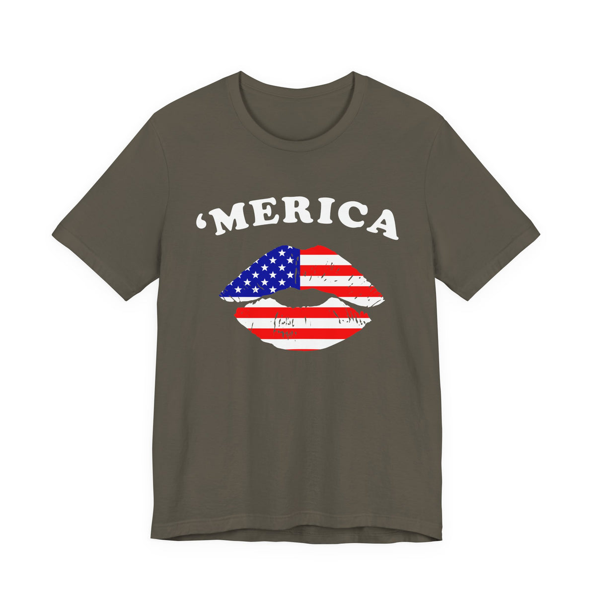 Merica Flag Lips Tee American Flag Lip Graphic Unisex Cotton T-Shirt a9