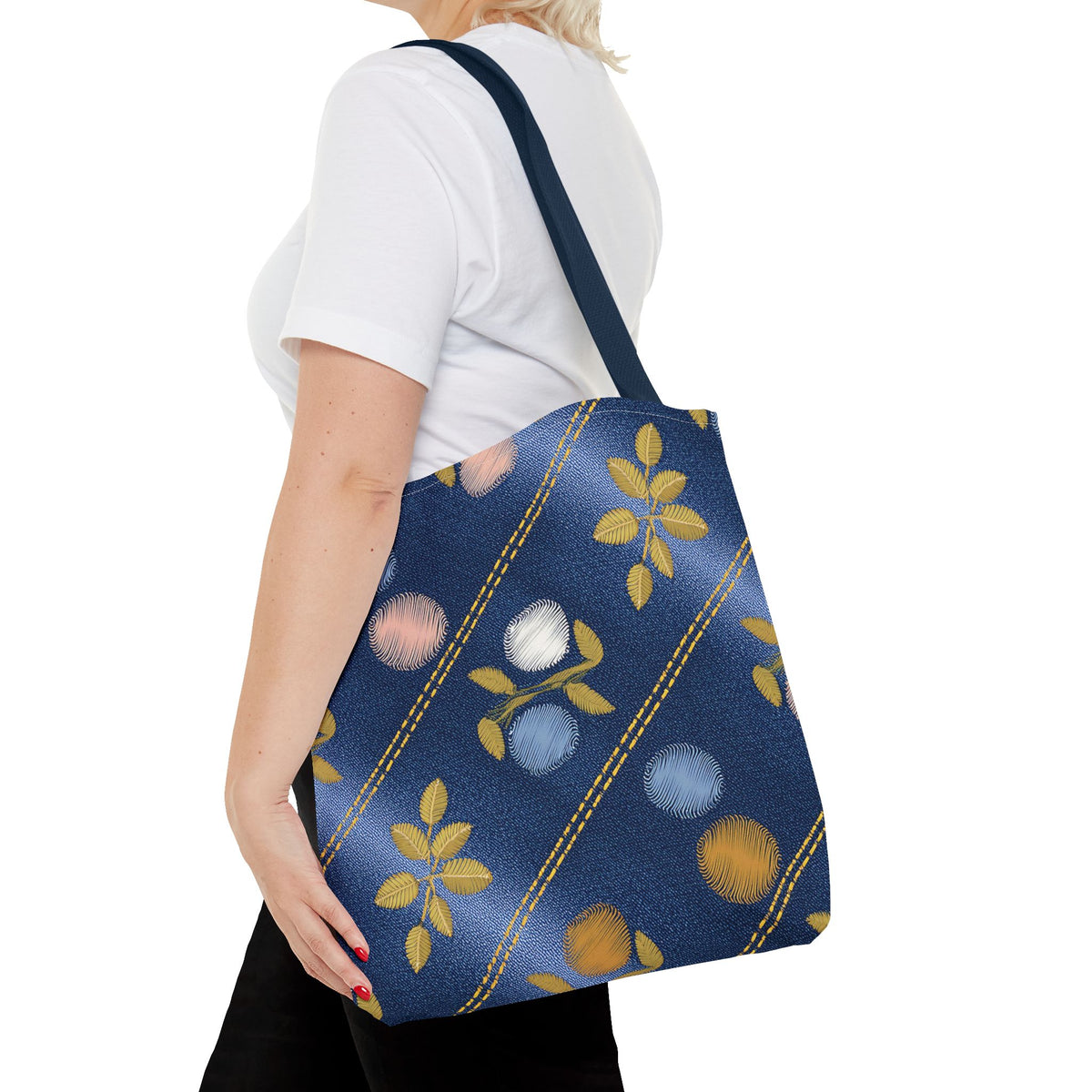 Denim Fabric Imitation Print Unisex Canvas Bag Poly Spun 3 Sizes Tote Bag 122