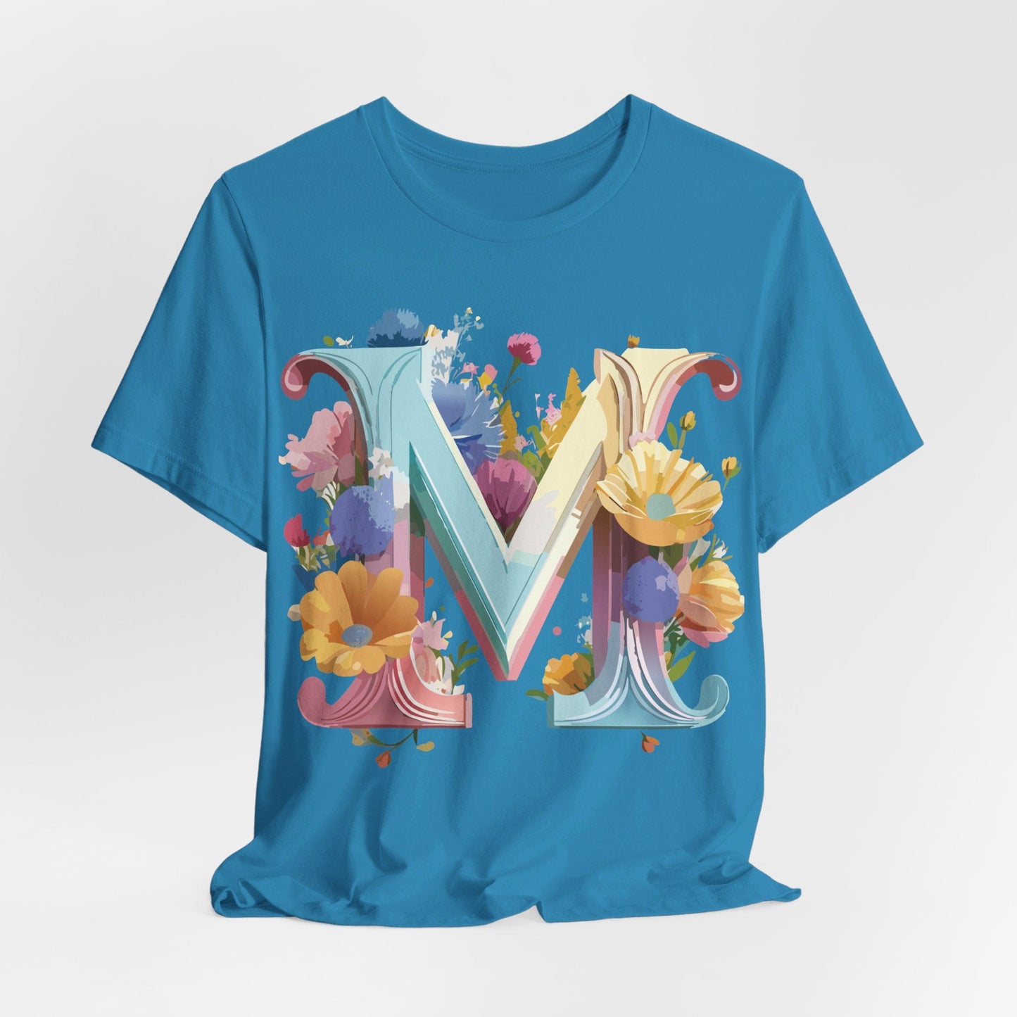 Letter M Shirt Unisex Graphic Tee Vintage Inspired Artwork Adelpha Short Sleeve Collection