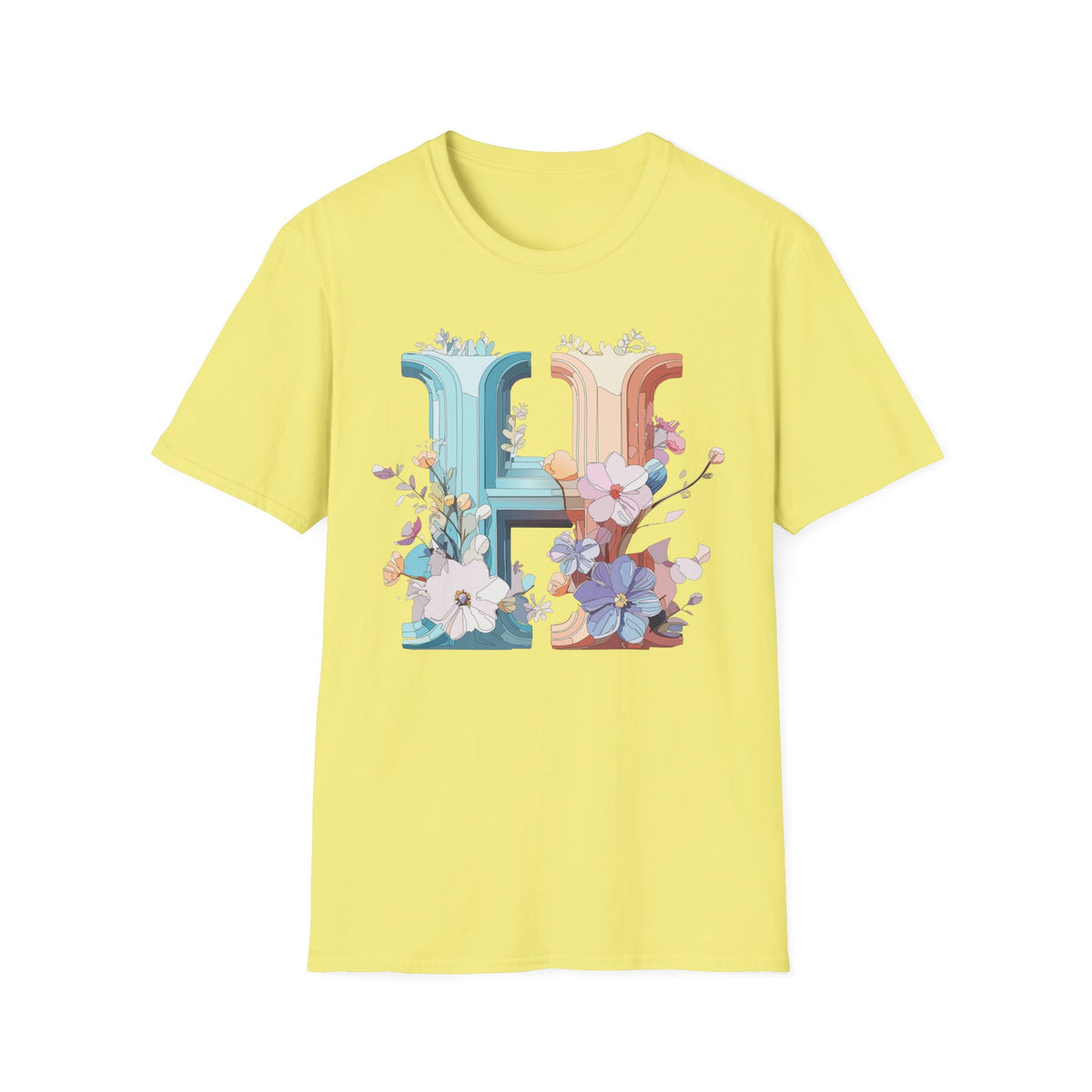 Floral Letter H T-Shirt | Botanical Monogram Tee
