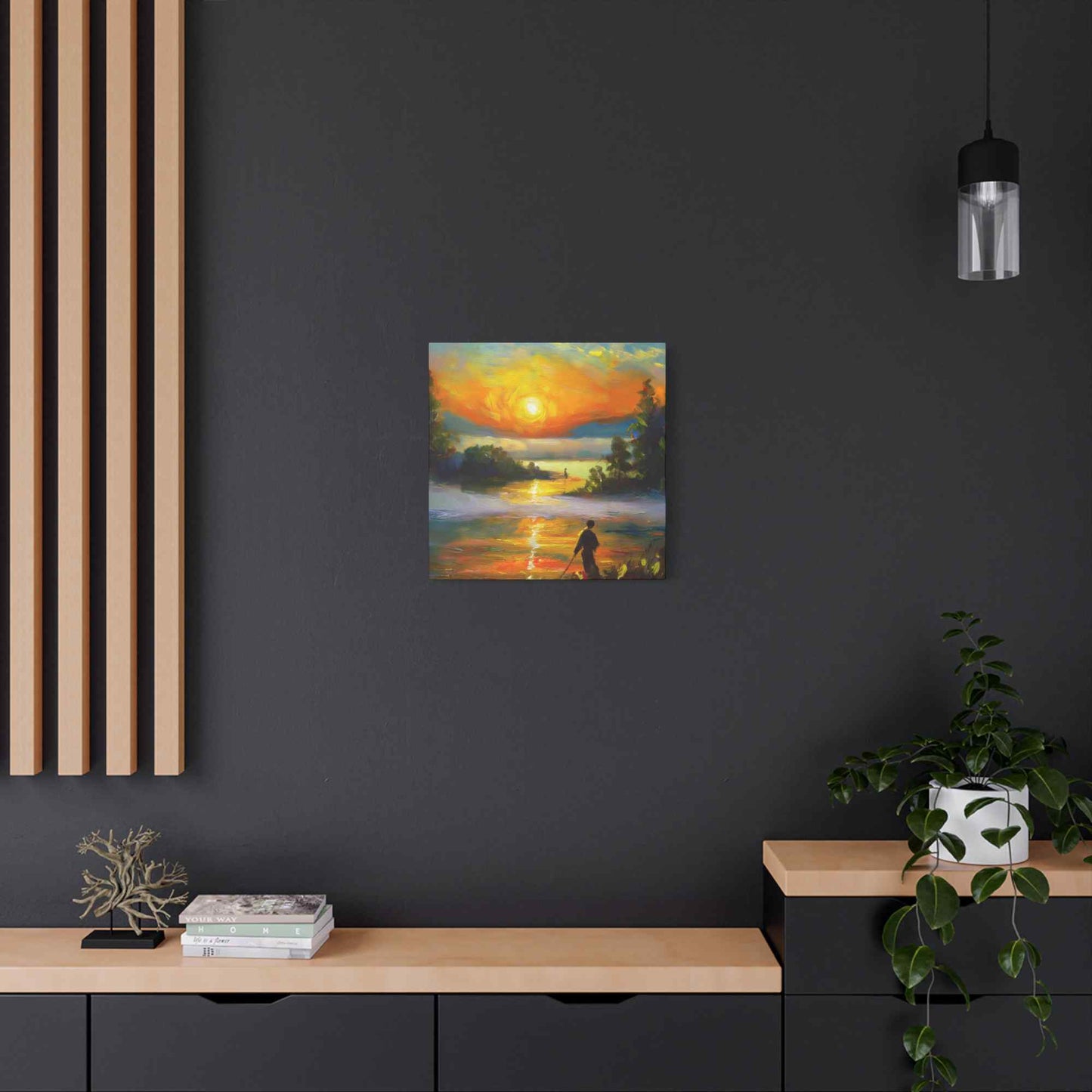 Sunrise Print Canvas, Oil Paint Print 20x20, 24x24, 30x30, 32x32, 36x36 Art Design Print Pine-Wood Inner Frame MC-40