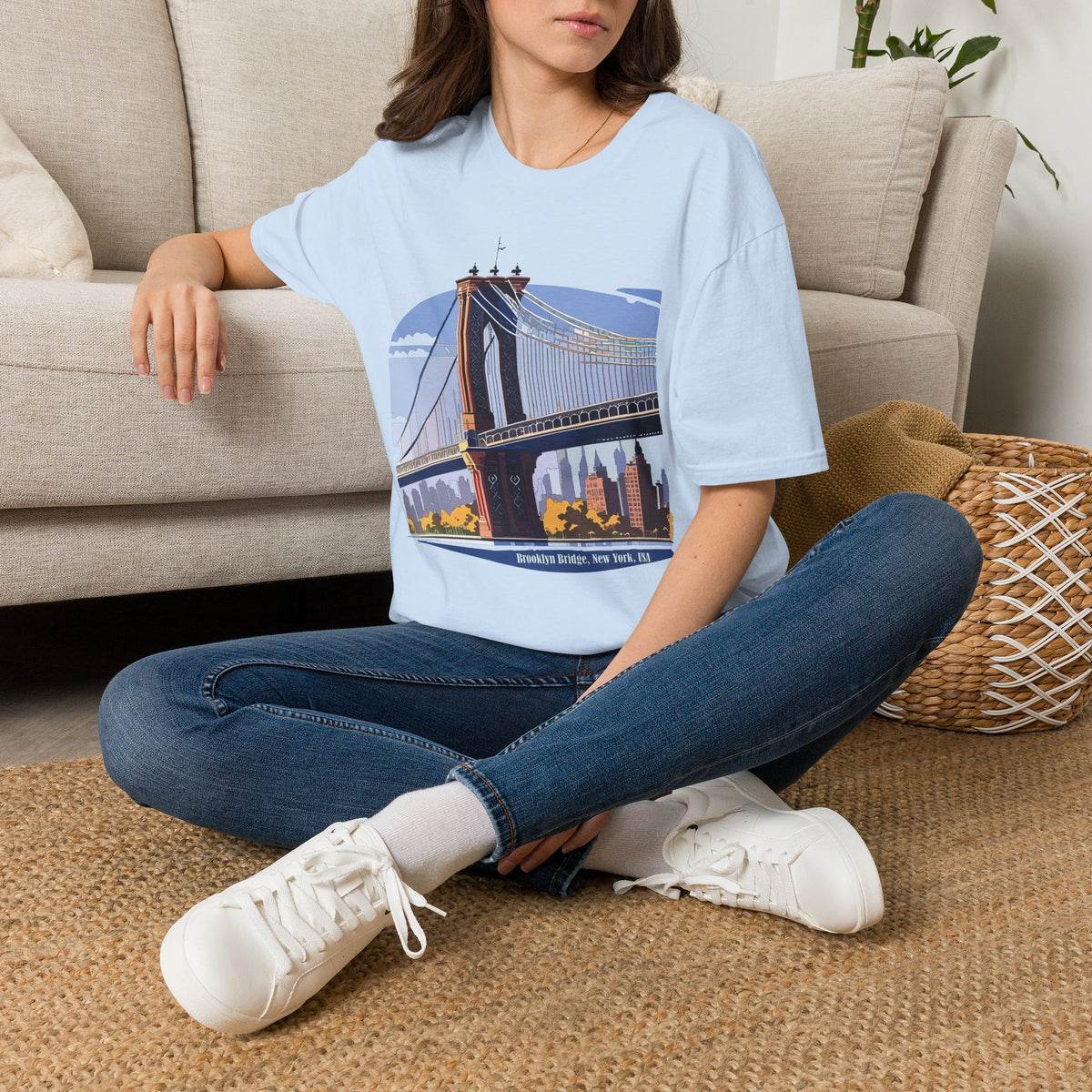 Brooklyn Bridge Illustration T-Shirt | NYC Skyline Graphic Tee