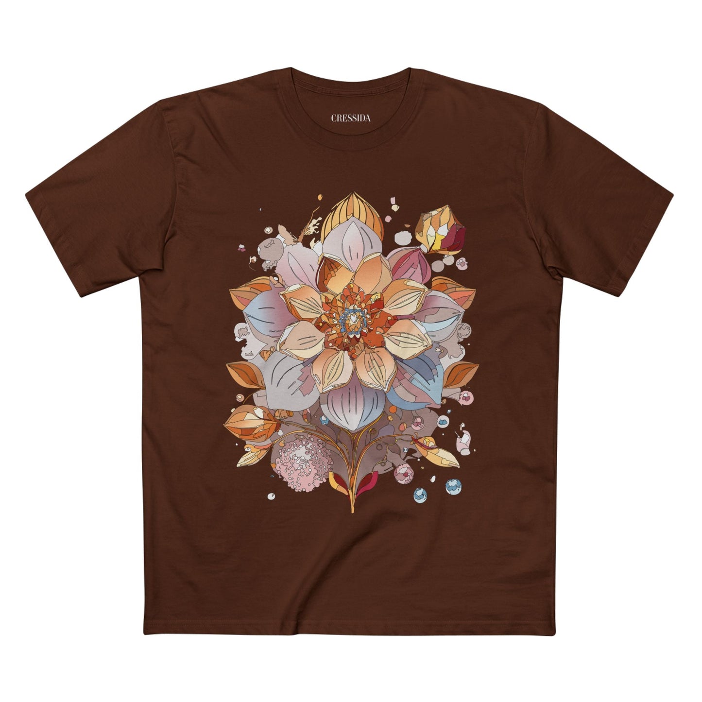 Floral Graphic T-Shirt Unisex 100 Cotton Art Design with Antique Flowers Tee 5
