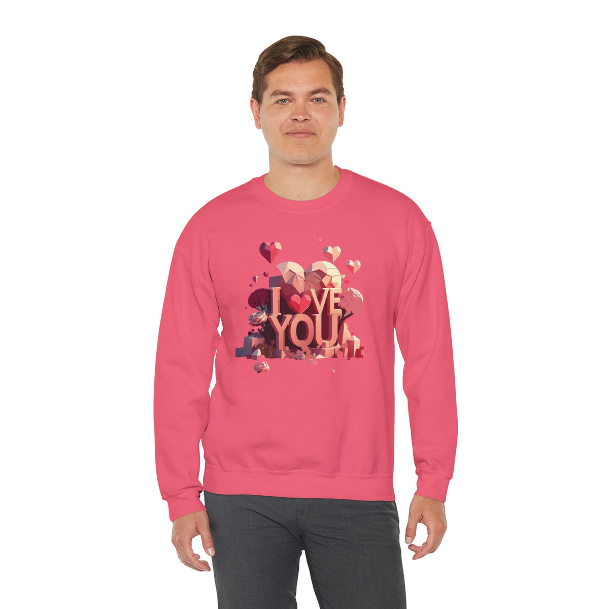Unisex Big Heart Love Sweatshirt, Love Heart Sweatshirt, Floral Love Sweatshirt, 50/50 Cotton-Poly Valentine's Day Sweatshirt 10