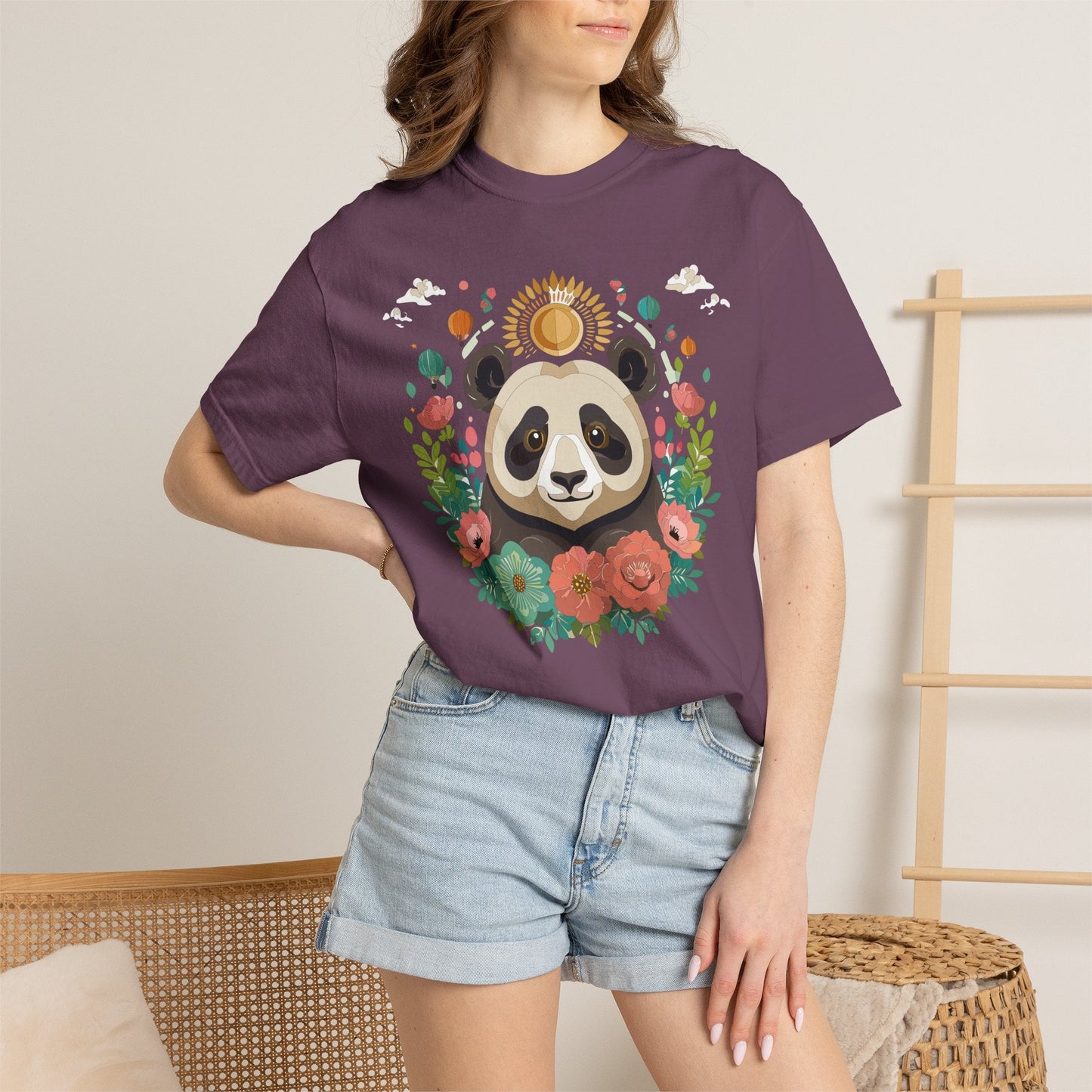 Panda Portrait Graphic T-Shirt Unisex Cotton Floral Animal Art Tee p4