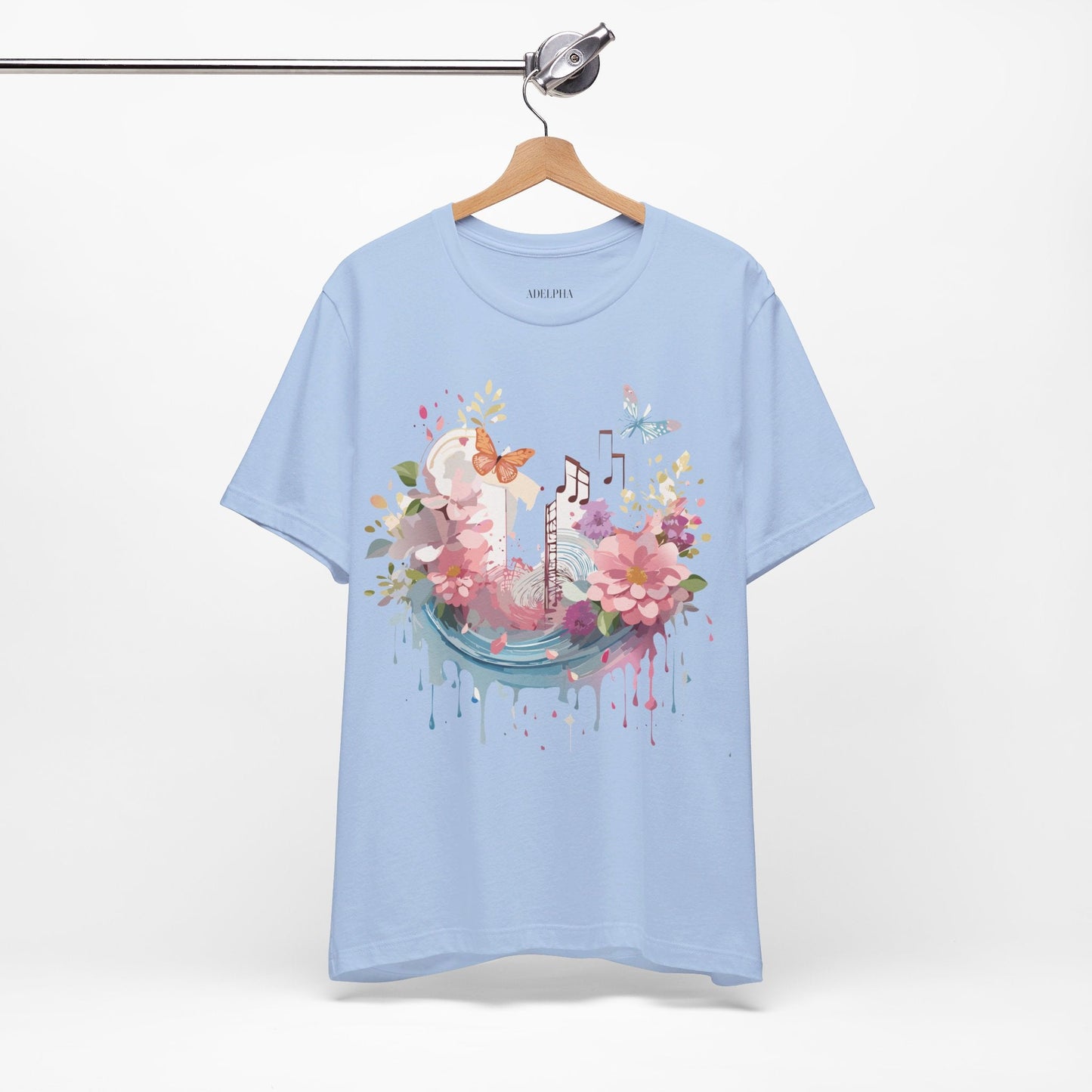 Music Graphic Unisex 100 Cotton Vintage Art with Musical Elements Tee 122