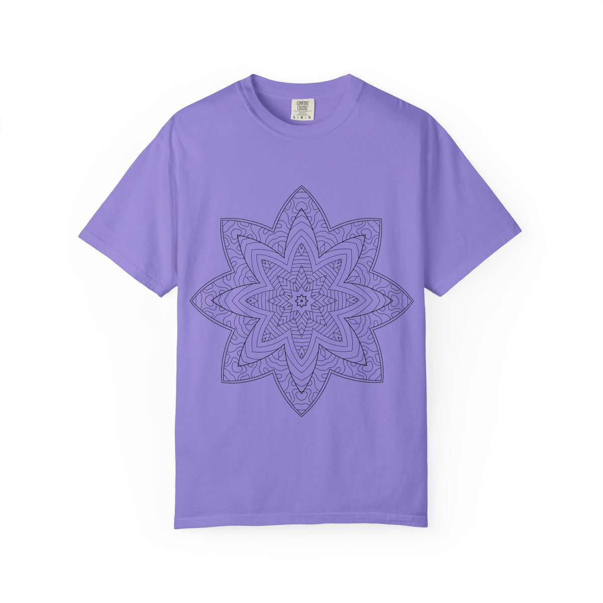 Unisex Garment Dyed Cotton T-Shirt with Mandala Graphic Design