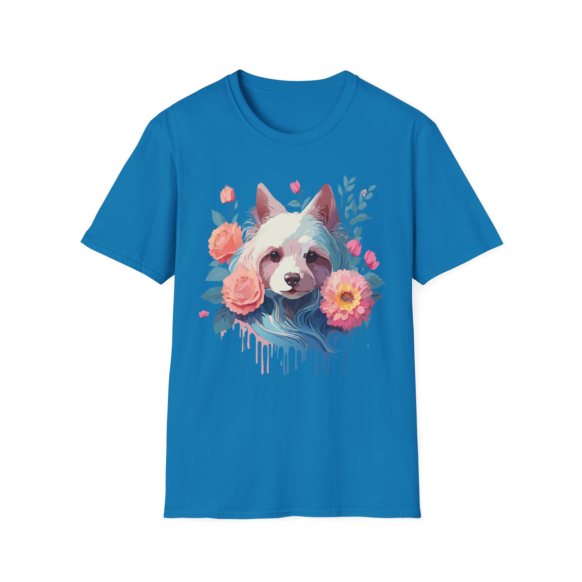 Watercolor Floral Dog Face T-Shirt | Floral Puppy Tee, Cute Pet Portrait Shirt