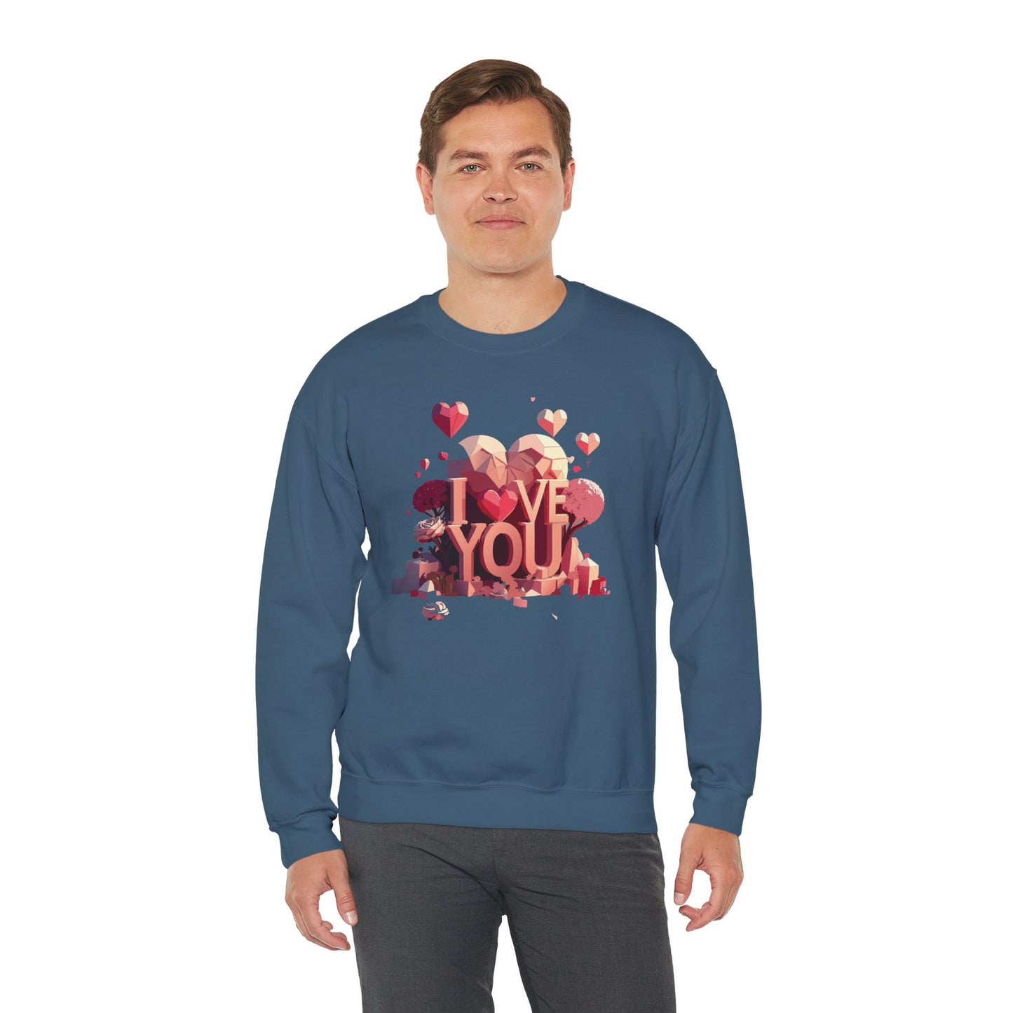 Unisex Big Heart Love Sweatshirt, Love Heart Sweatshirt, Floral Love Sweatshirt, 50/50 Cotton-Poly Valentine's Day Sweatshirt 10