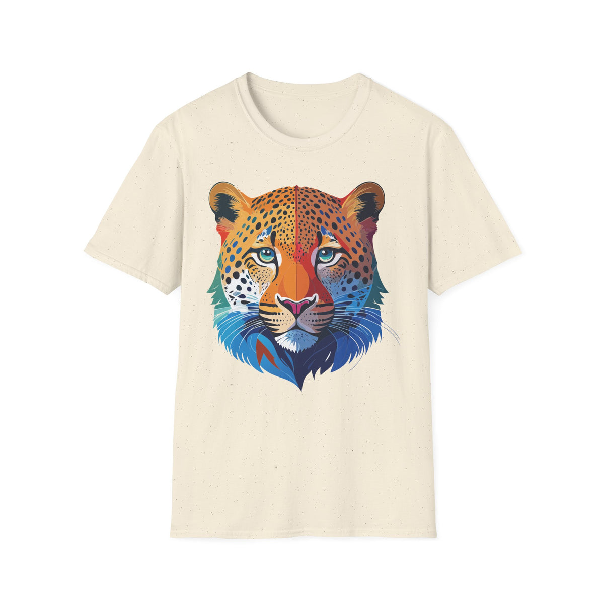 Colorful Leopard Face T-Shirt | Rainbow Big Cat Illustration
