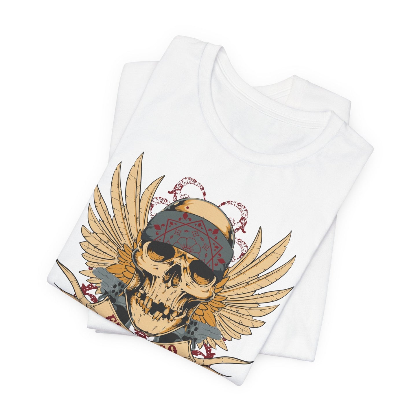 El Gringo Skull with Wings T-Shirt Vintage Tattoo Style Art-53