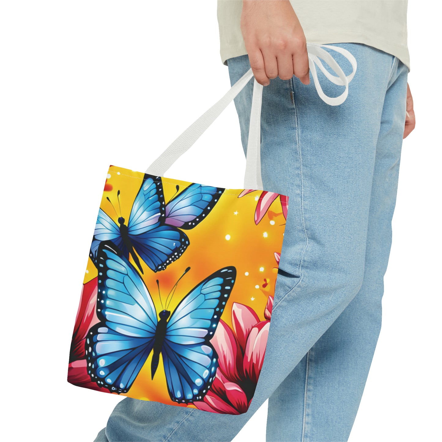 Bolsa de lona con estampado de mariposas 