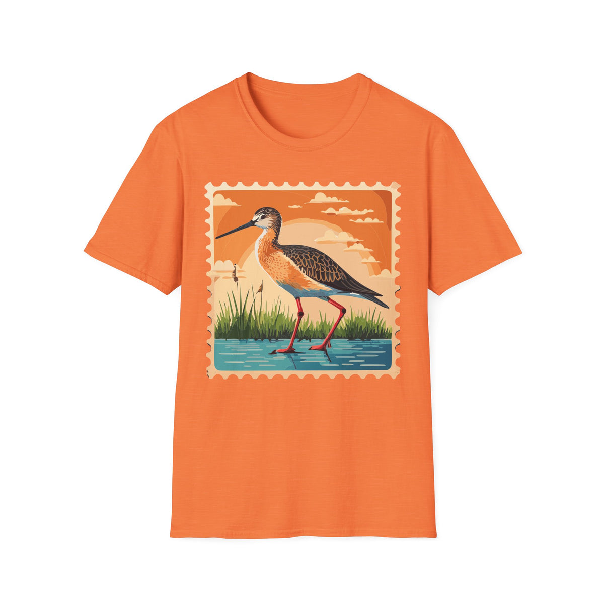 Marsh Bird Illustration T-Shirt | Retro Shorebird Graphic Tee Unisex 100 Cotton Gildan T-Shirt