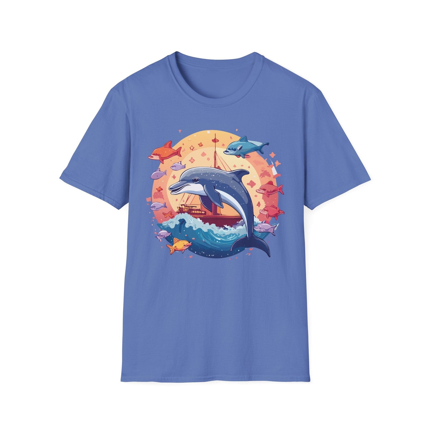 Dolphin Shirt Unisex Softstyle Cotton Tee 100 Percent Ring Spun Lightweight Breathable