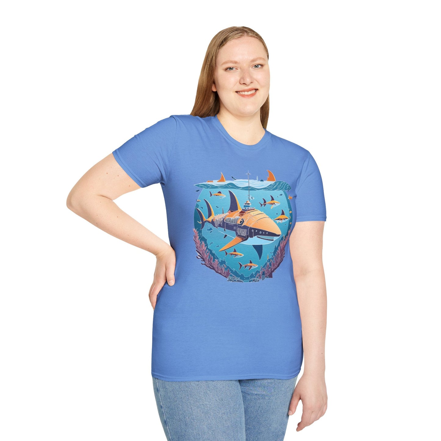 Ocean Tee Shirt Unisex Softstyle Cotton Tee 4.5 Oz Lightweight U Boat Theme Design