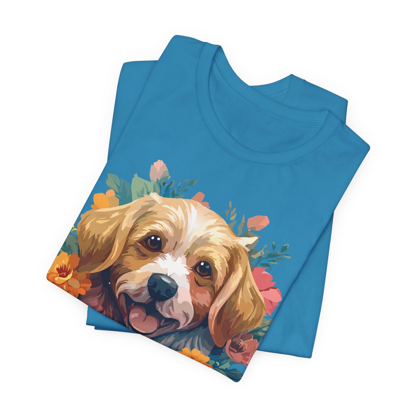 Floral Dog Tee, Animal Shirt, Dog Shirt, Floral Tee, Flower T-shirt, T-Shirt with Animal, Summer Top with Art Design