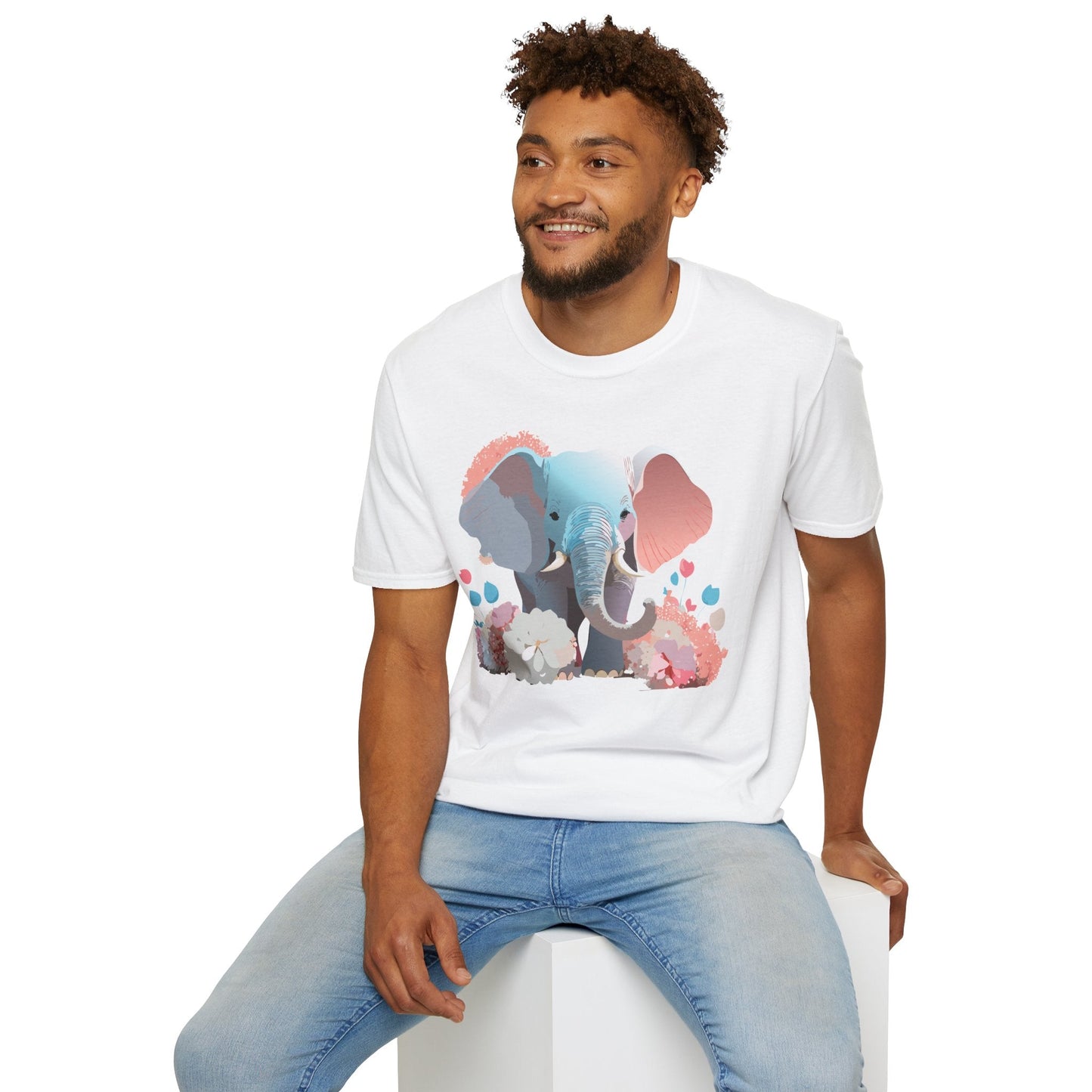 Elephant T Shirt Unisex Softstyle Graphic Tee With Elephant Animation Animal Print