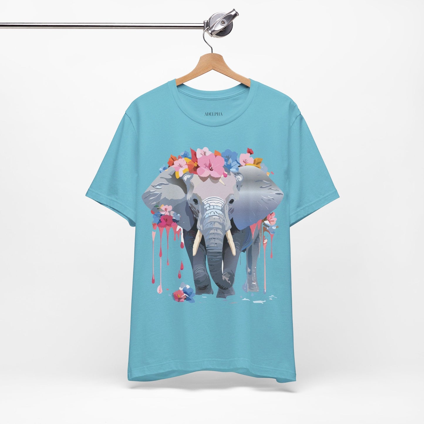 Elephant Graphic Tee Unisex Short Sleeve Jersey With Vintage Inspired Adelpha Artwork