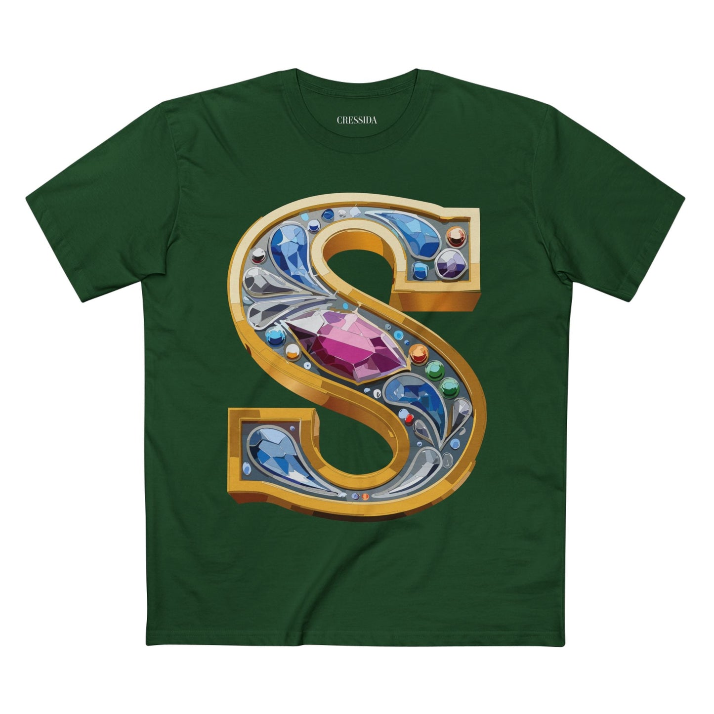Letter S Graphic Design Tee Unisex 100 Cotton With Antique Gold Letters Artwork T-Shirt