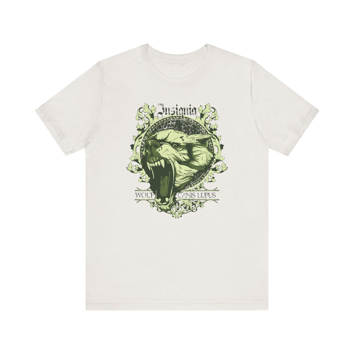 Howling Wolf Skull Tee Gothic Vintage Crest Green Graphic Unisex Cotton Shirt Art-54